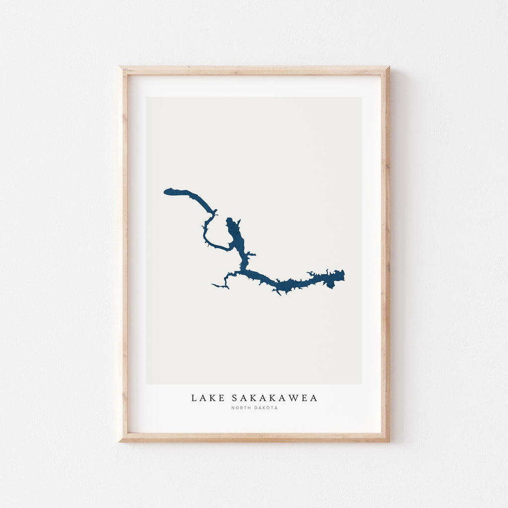 lake sakakawea north dakota map poster – minimalist lake wall art - image 3