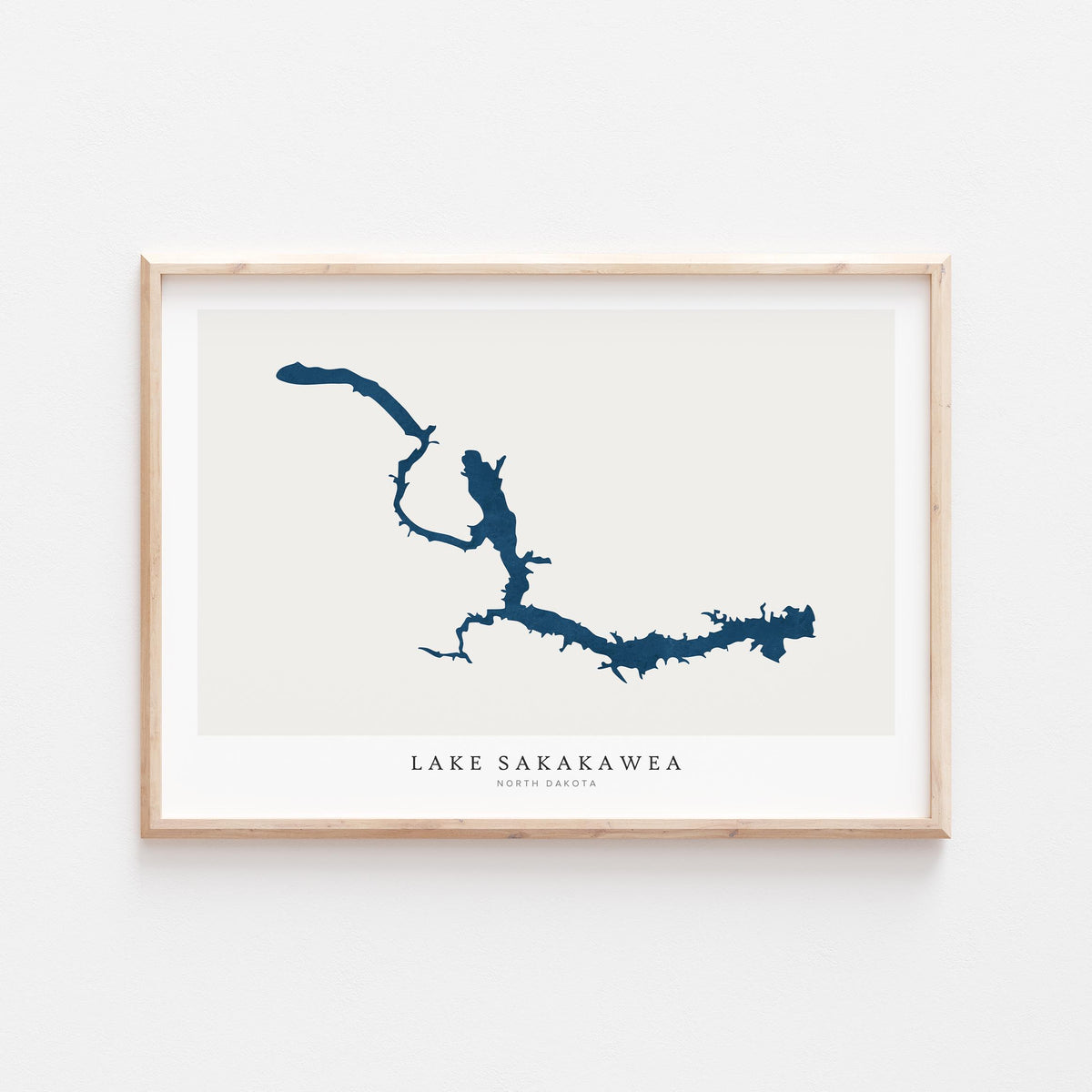 lake sakakawea north dakota map poster – minimalist lake wall art - image 1