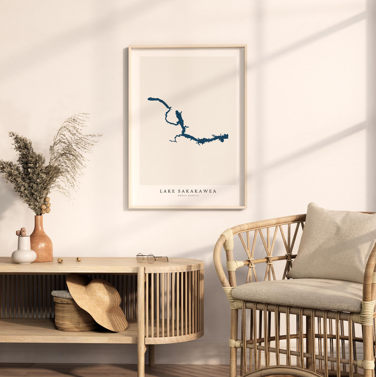 lake sakakawea north dakota map poster – minimalist lake wall art - image 5