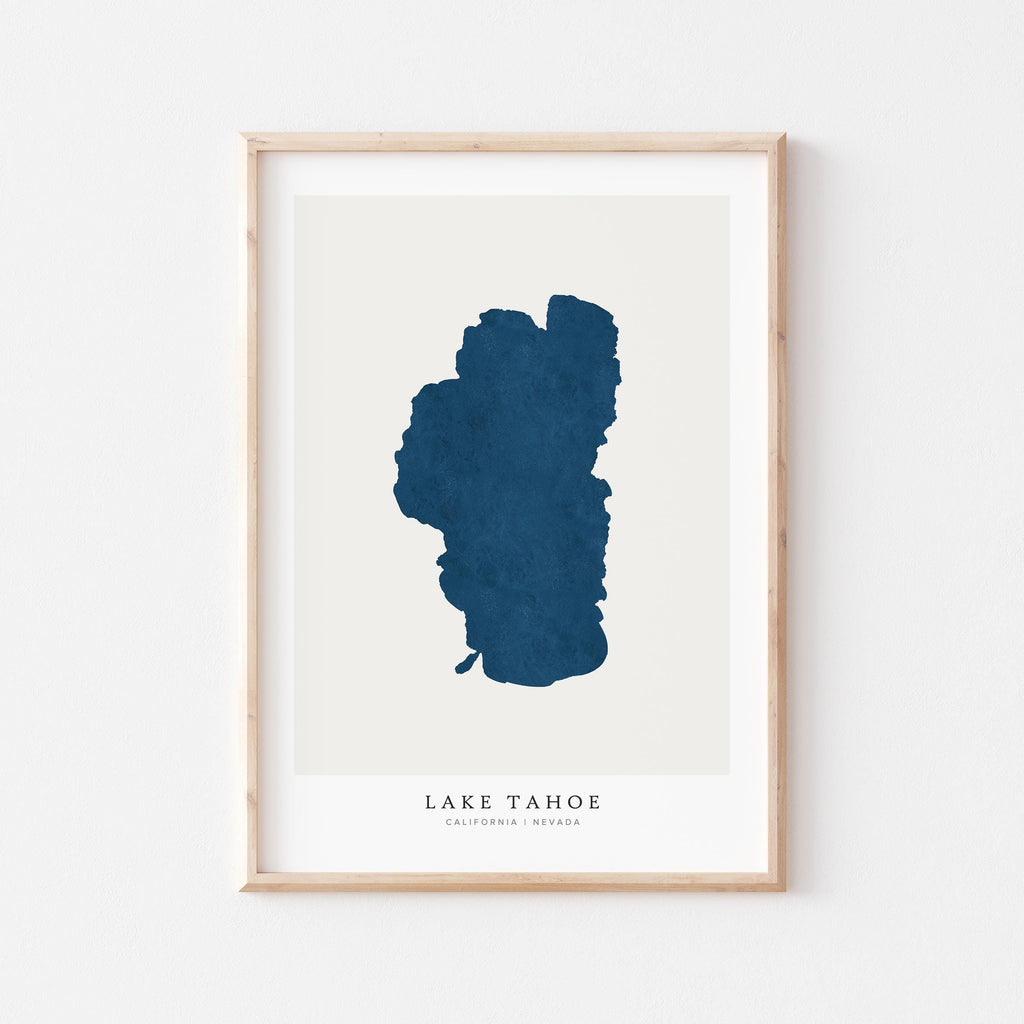 lake tahoe california map poster – minimalist lake wall art - image 1