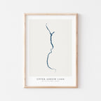 upper arrow lake british columbia map poster – minimalist lake wall art - image 1