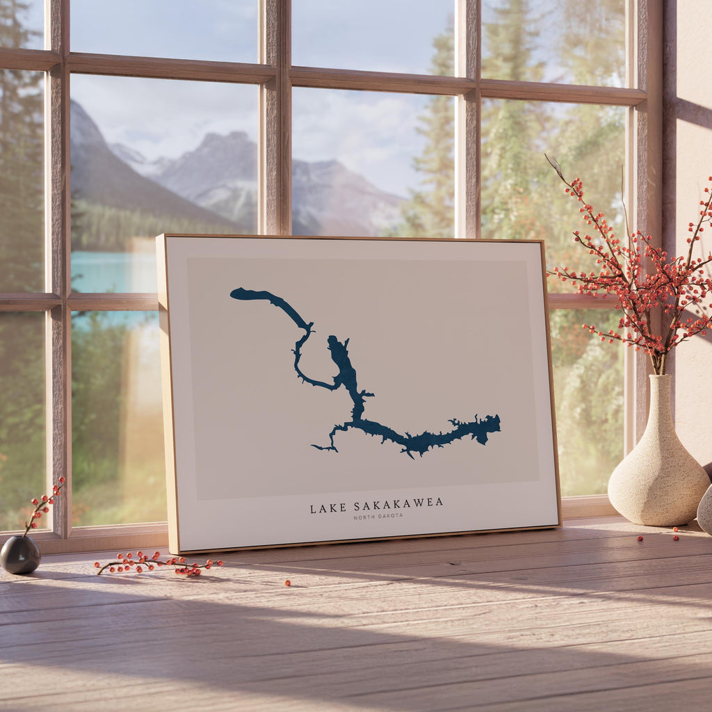 lake sakakawea north dakota map poster – minimalist lake wall art - image 4