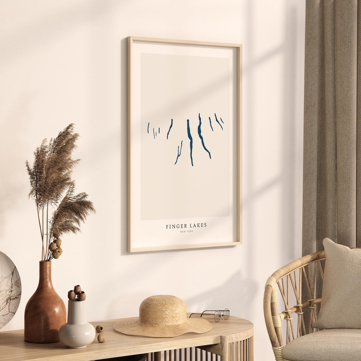 finger lakes new york map poster – minimalist lake wall art - image 3