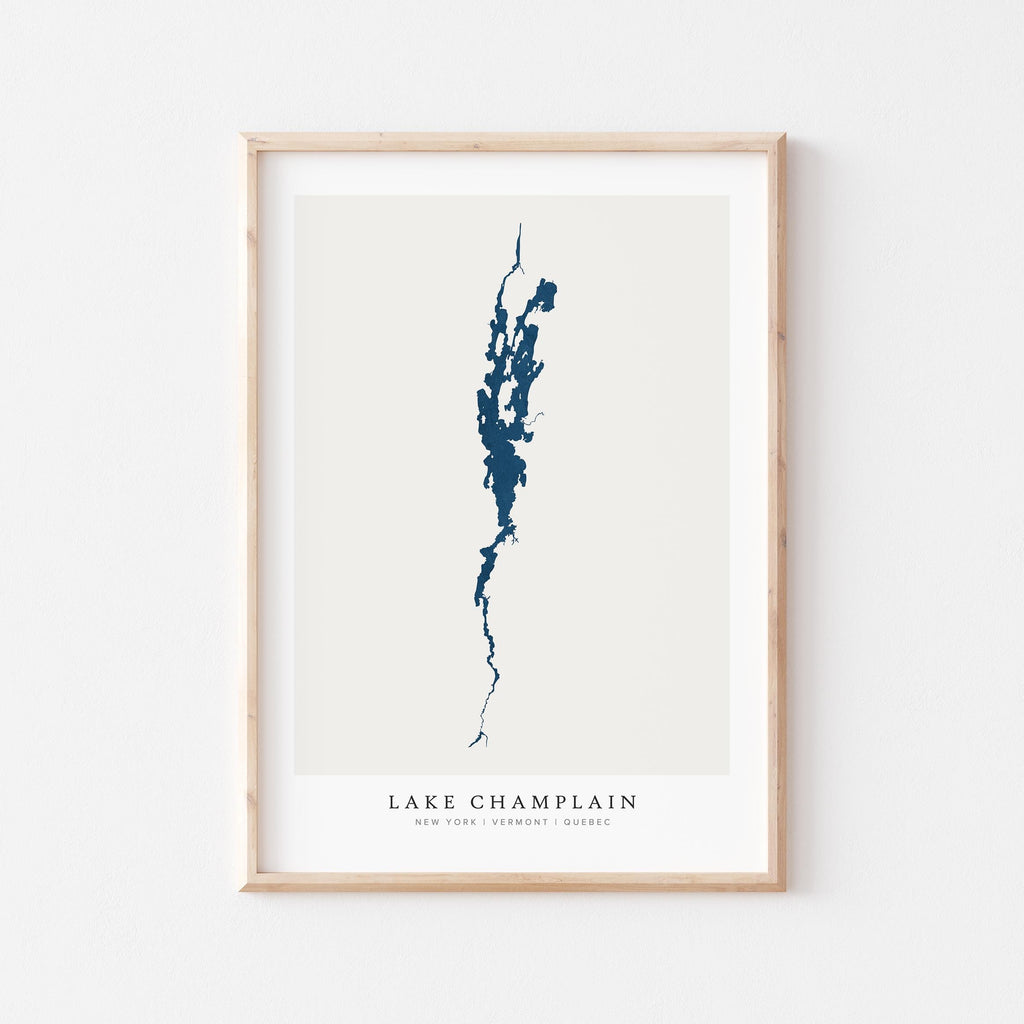 lake champlain new york map poster – minimalist lake wall art - image 1