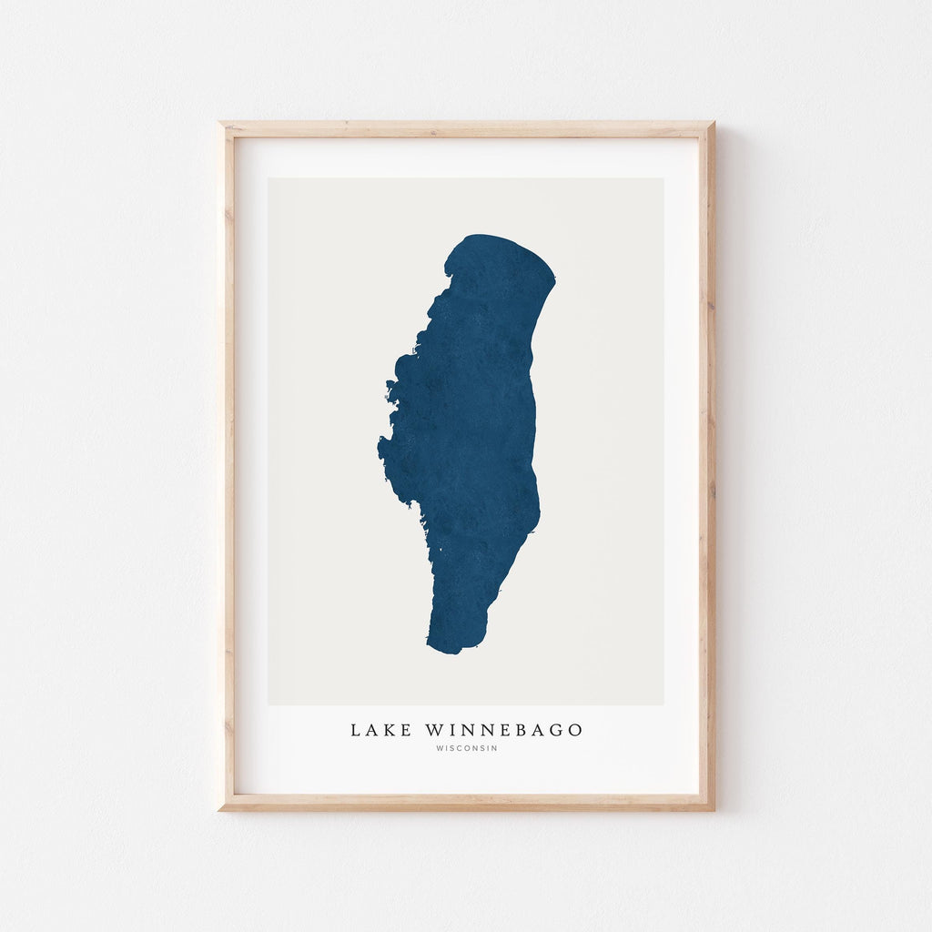 lake winnebago wisconsin map poster – minimalist lake wall art - image 1