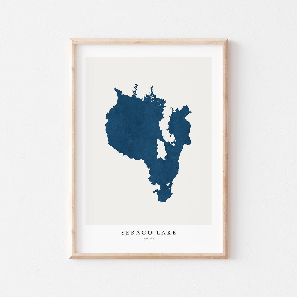 sebago lake maine map poster – minimalist lake wall art - image 1
