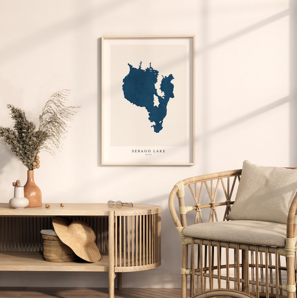 sebago lake maine map poster – minimalist lake wall art - image 5