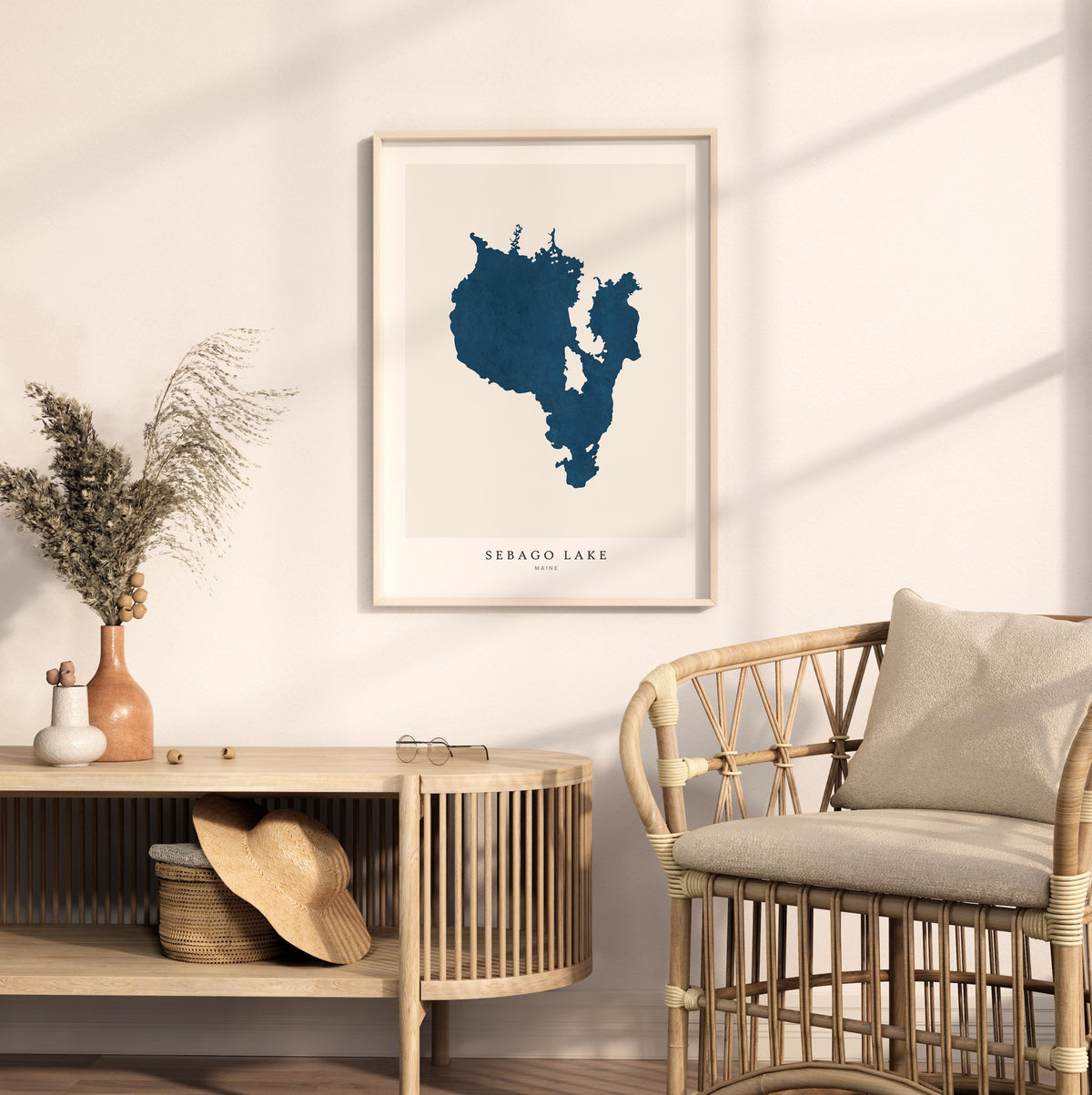 sebago lake maine map poster – minimalist lake wall art - image 5
