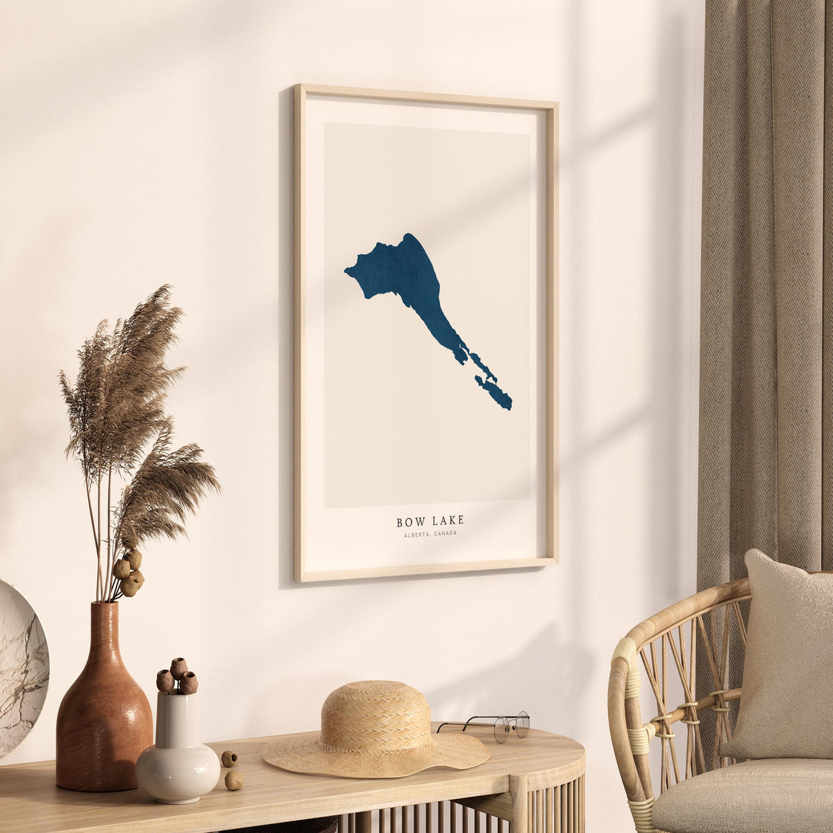 bow lake alberta map poster – minimalist lake wall art - image 3