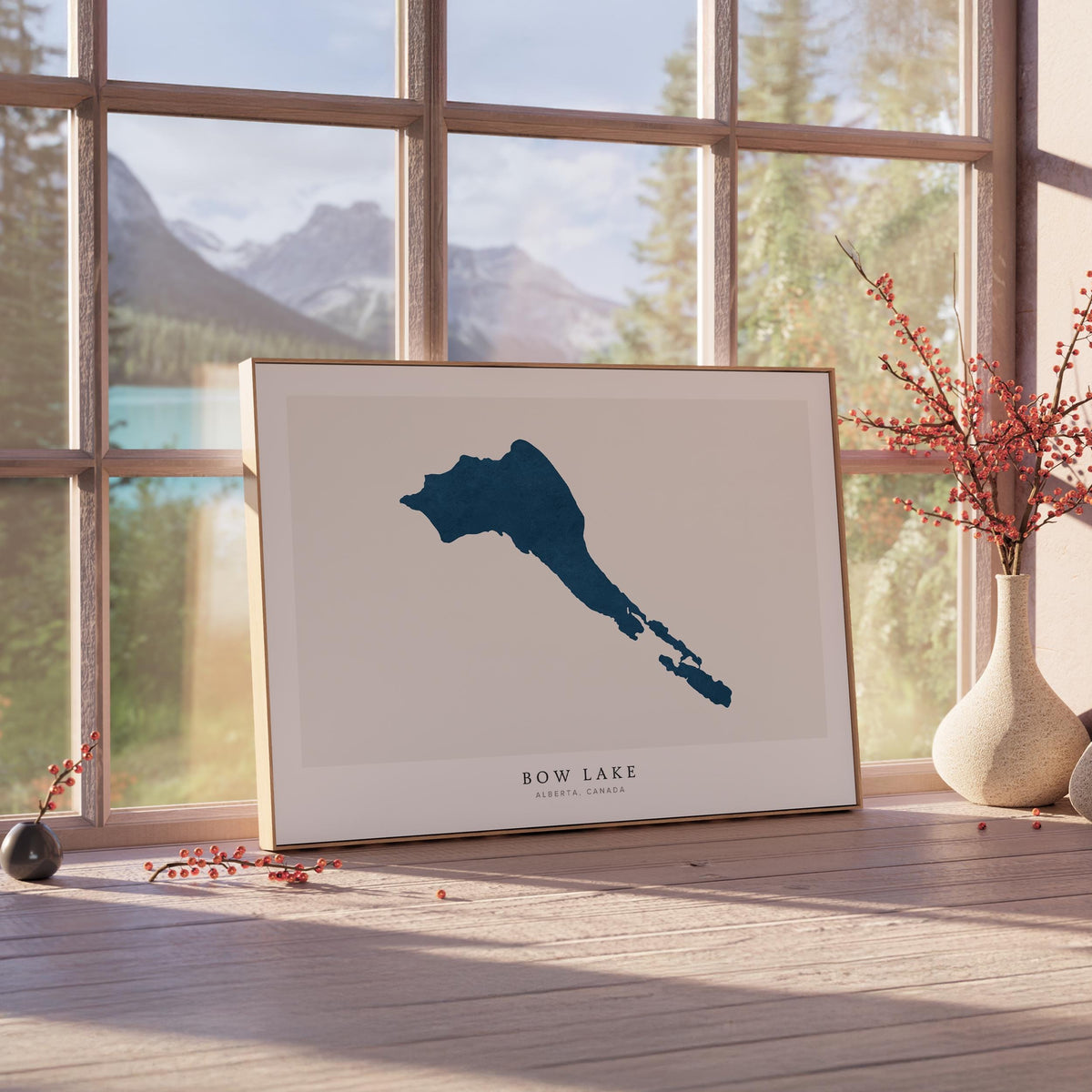 bow lake alberta map poster – minimalist lake wall art - image 4