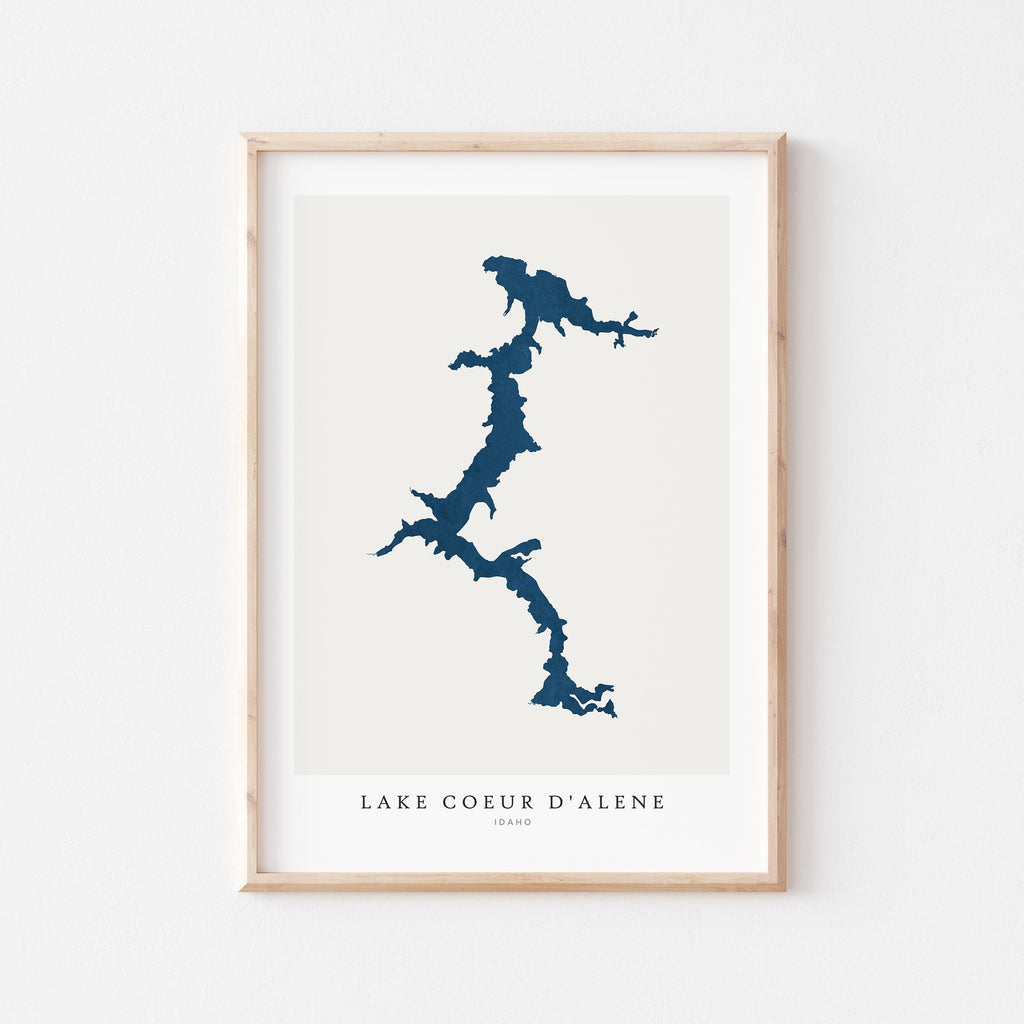 lake coeur d'alene idaho map poster – minimalist lake wall art - image 1