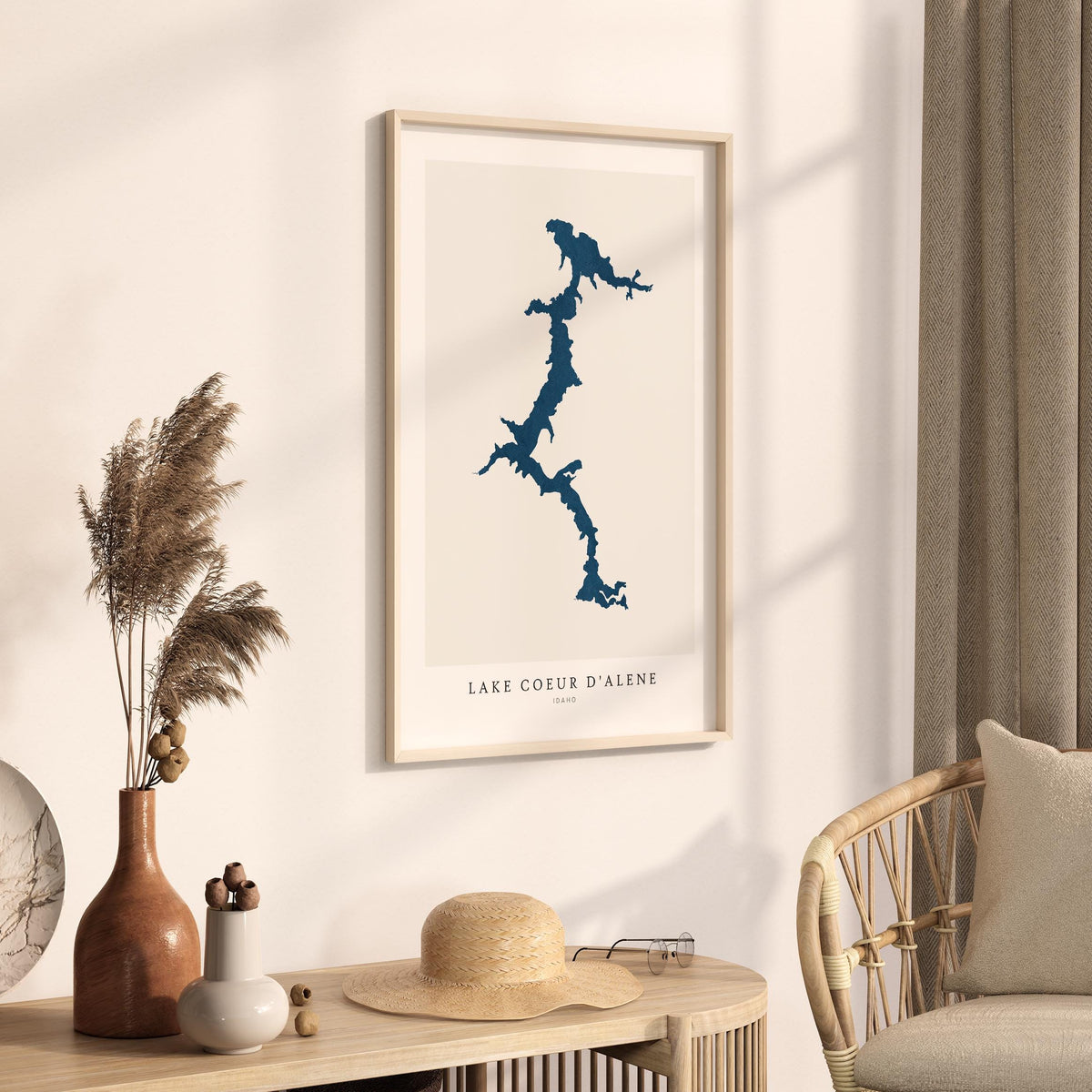 lake coeur d'alene idaho map poster – minimalist lake wall art - image 3
