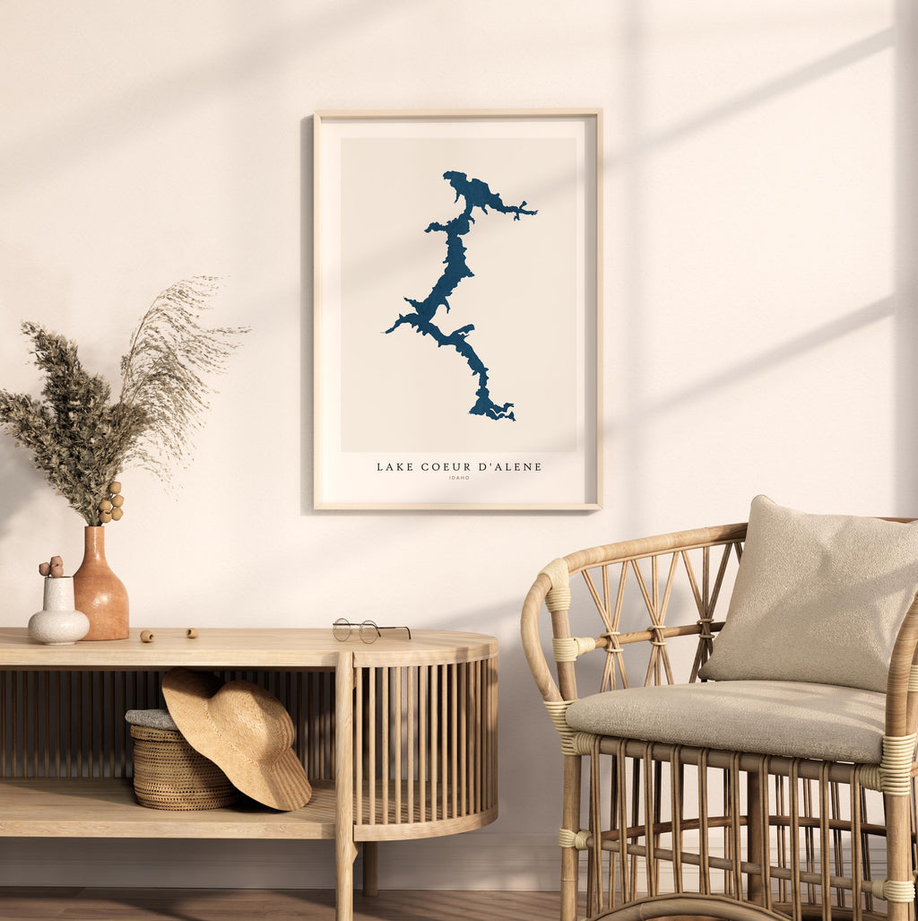 lake coeur d'alene idaho map poster – minimalist lake wall art - image 5