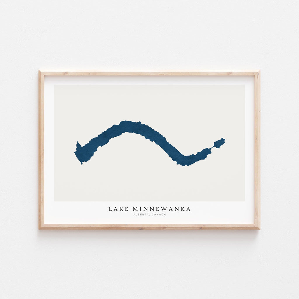 lake minnewanka alberta map poster – minimalist lake wall art - image 1