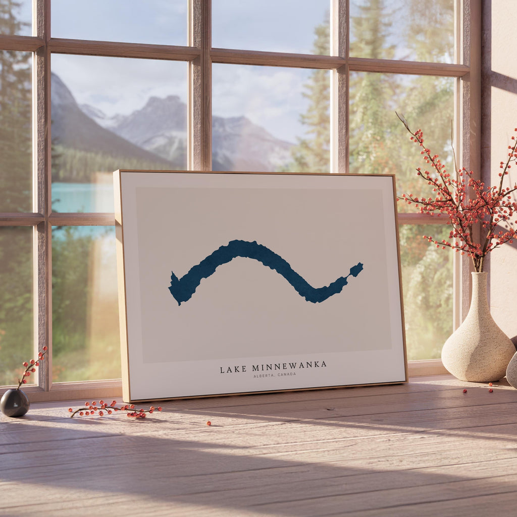 lake minnewanka alberta map poster – minimalist lake wall art - image 4