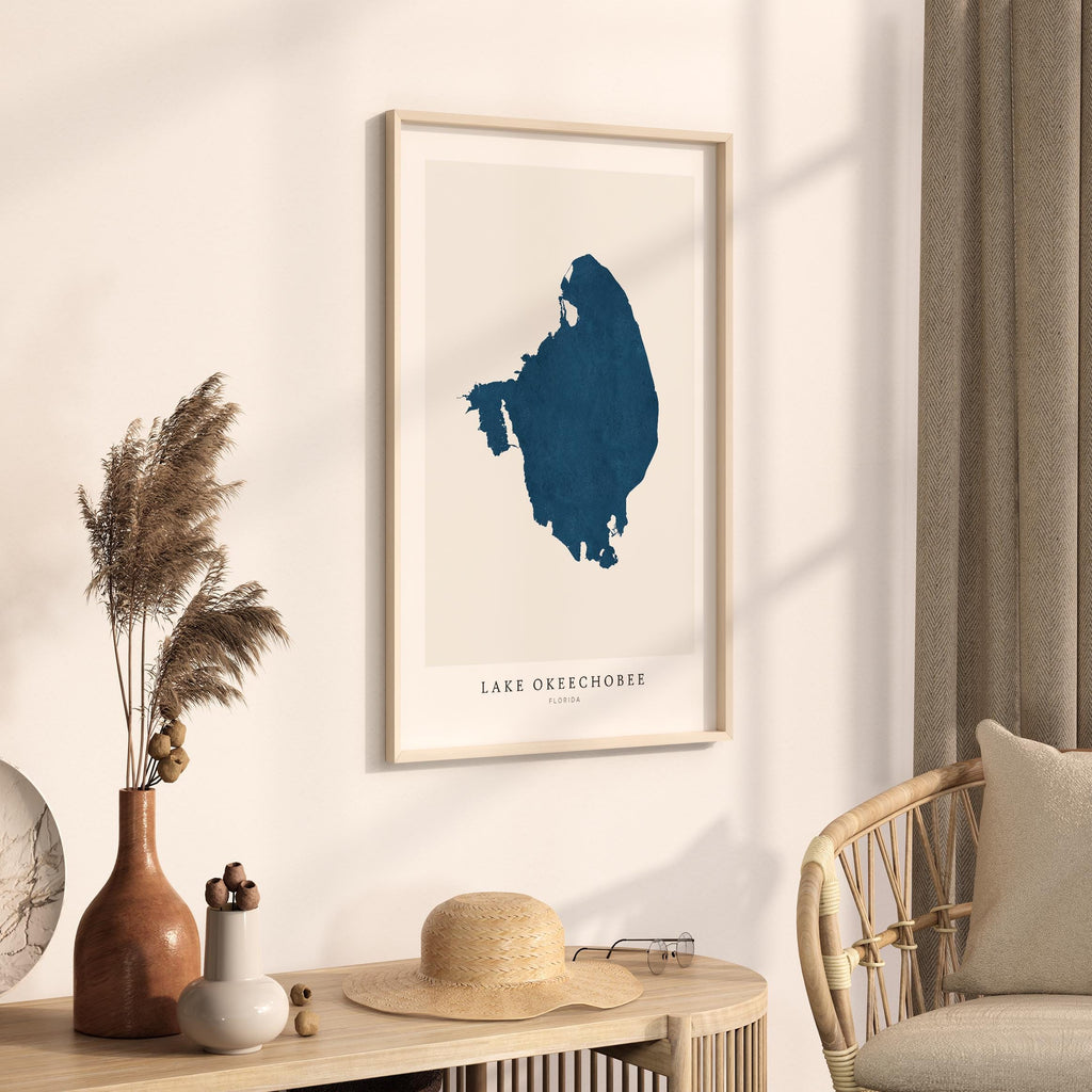 lake okeechobee florida map poster – minimalist lake wall art - image 3