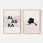 alaska map and typography wall art set - image 1