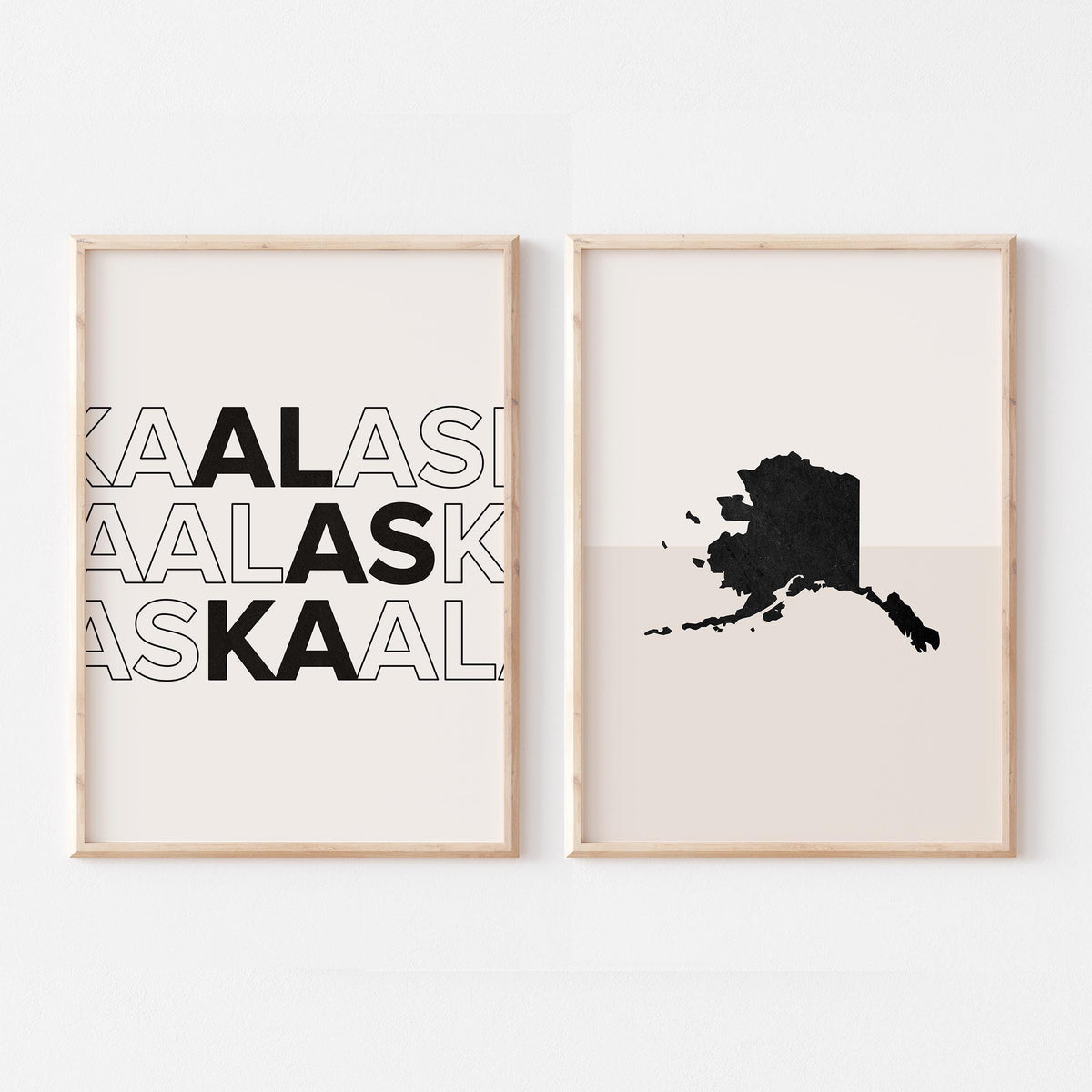 alaska map and typography wall art set - image 1