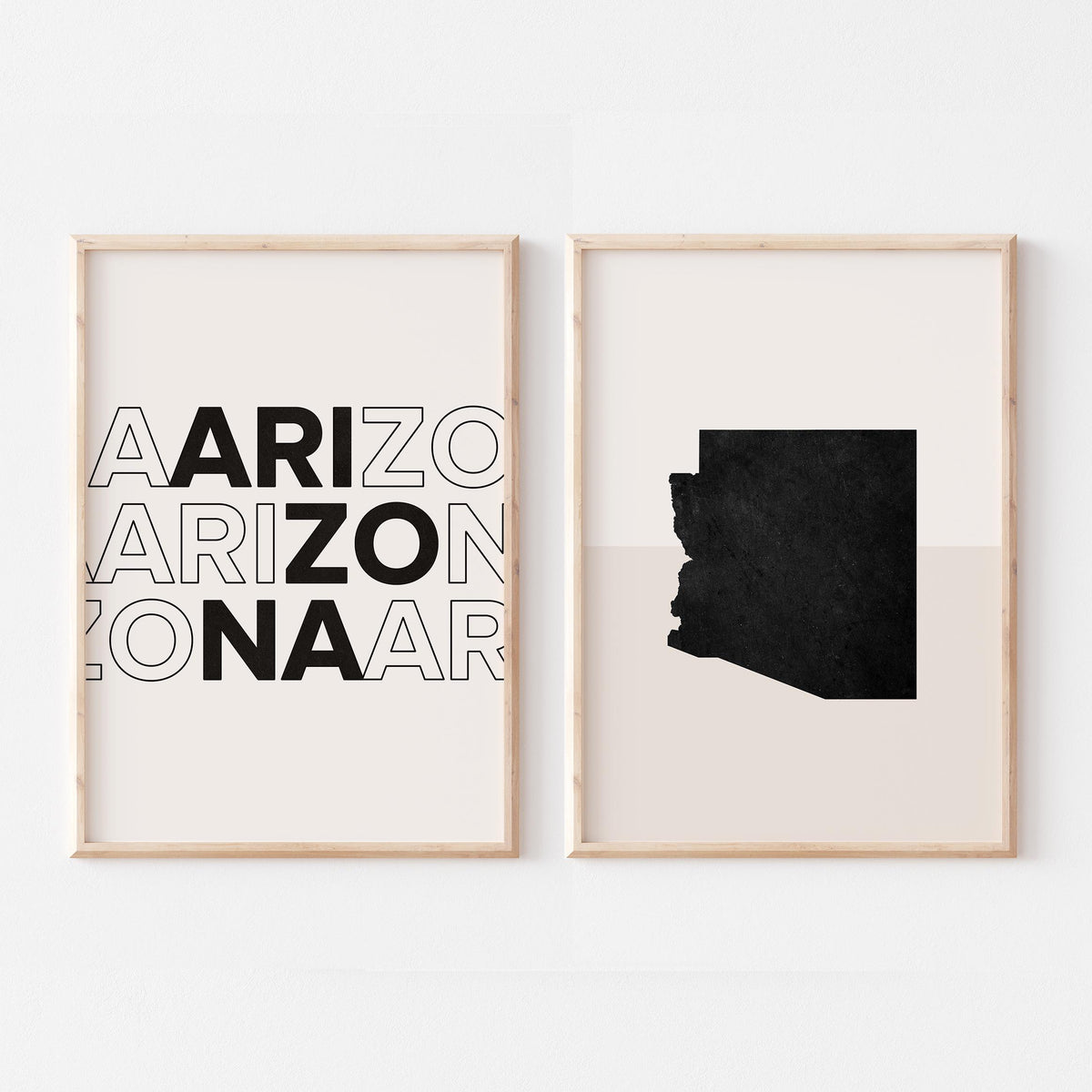arizona map and typography wall art set - image 1