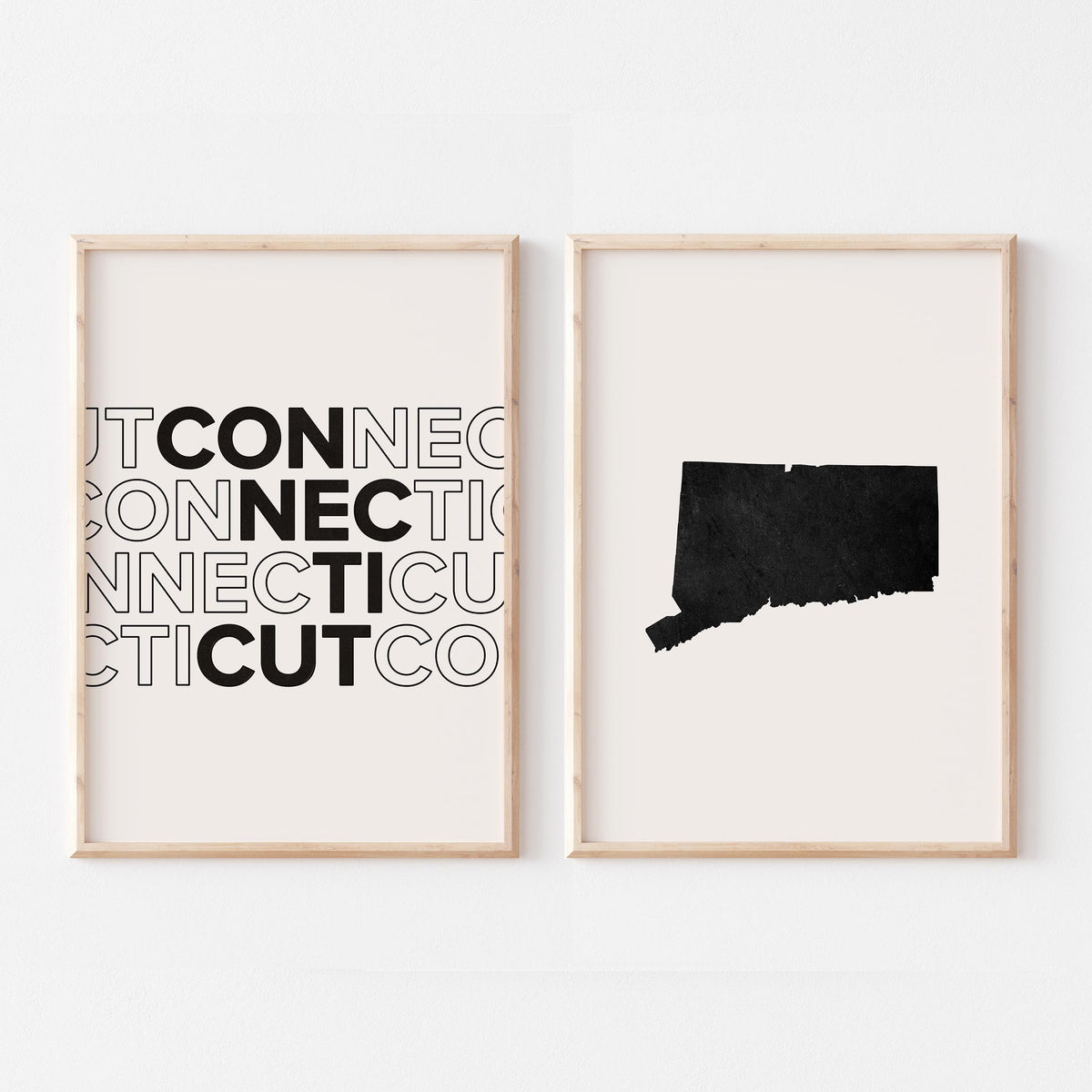 connecticut map and typography wall art set - image 3