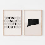 connecticut map and typography wall art set - image 1