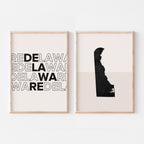 delaware map and typography wall art set - image 1