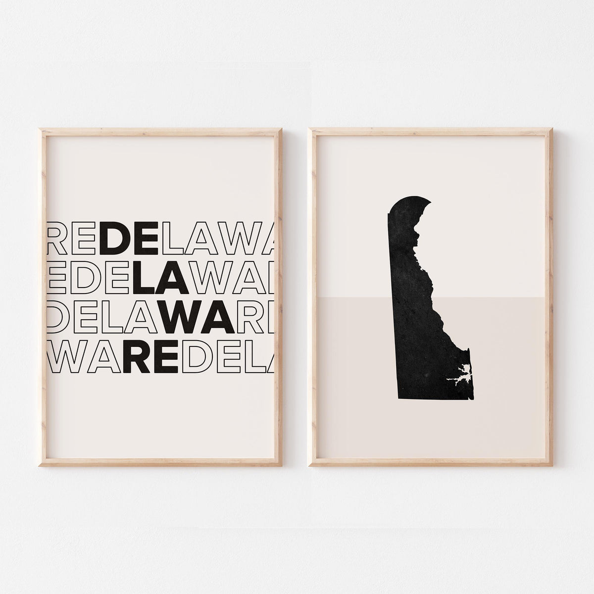 delaware map and typography wall art set - image 1