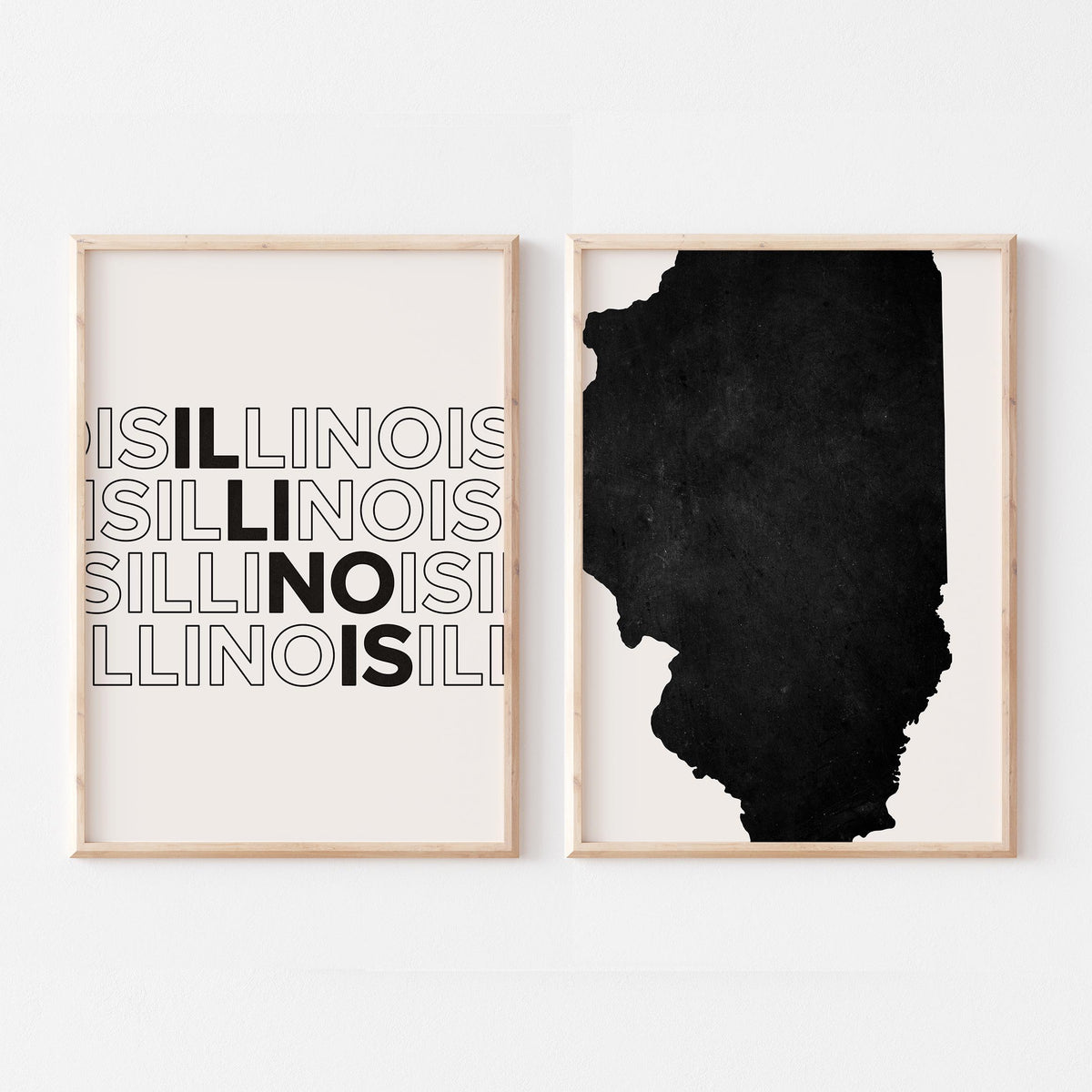 illinois map and typography wall art set - image 3