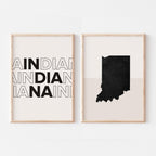 indiana map and typography wall art set - image 1
