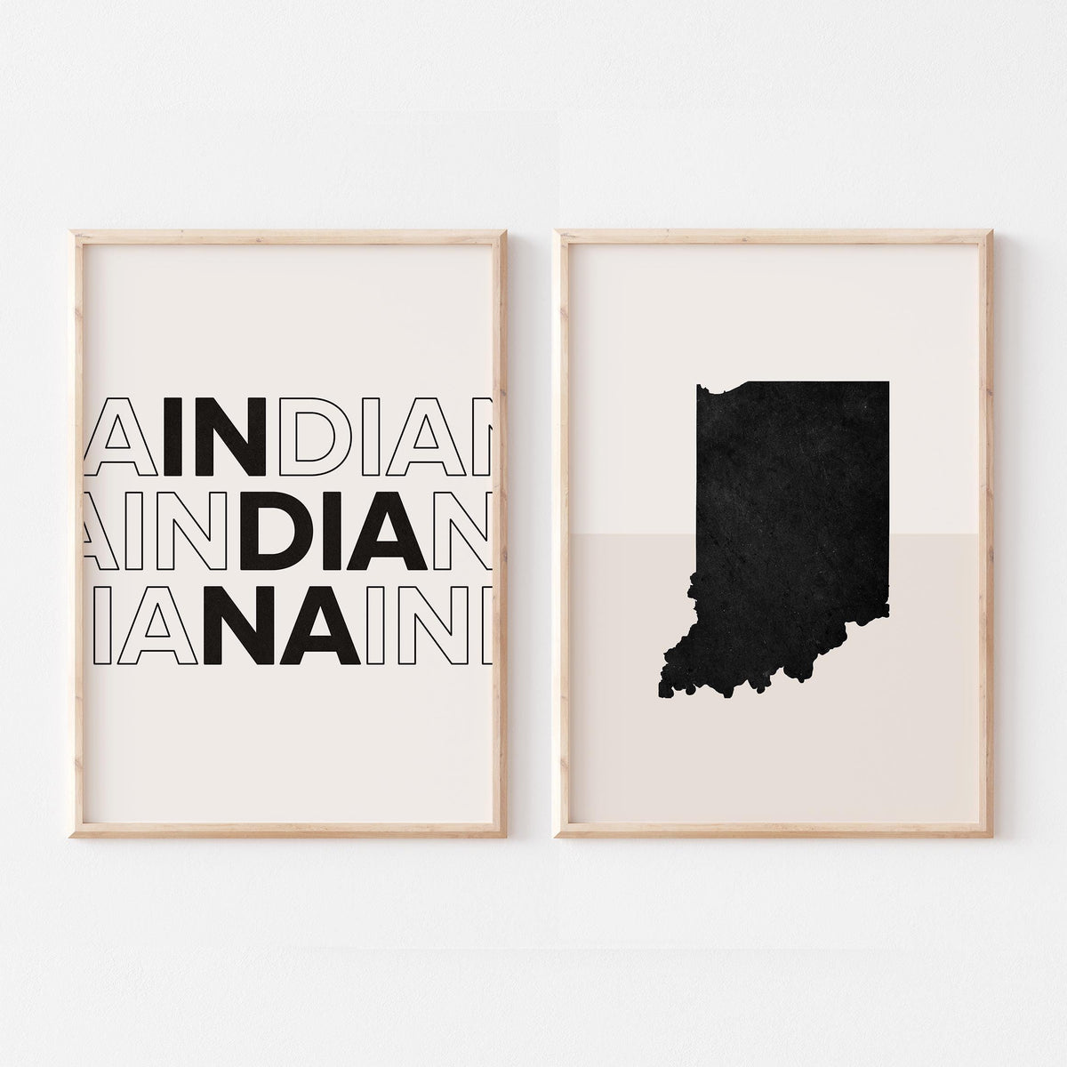 indiana map and typography wall art set - image 1