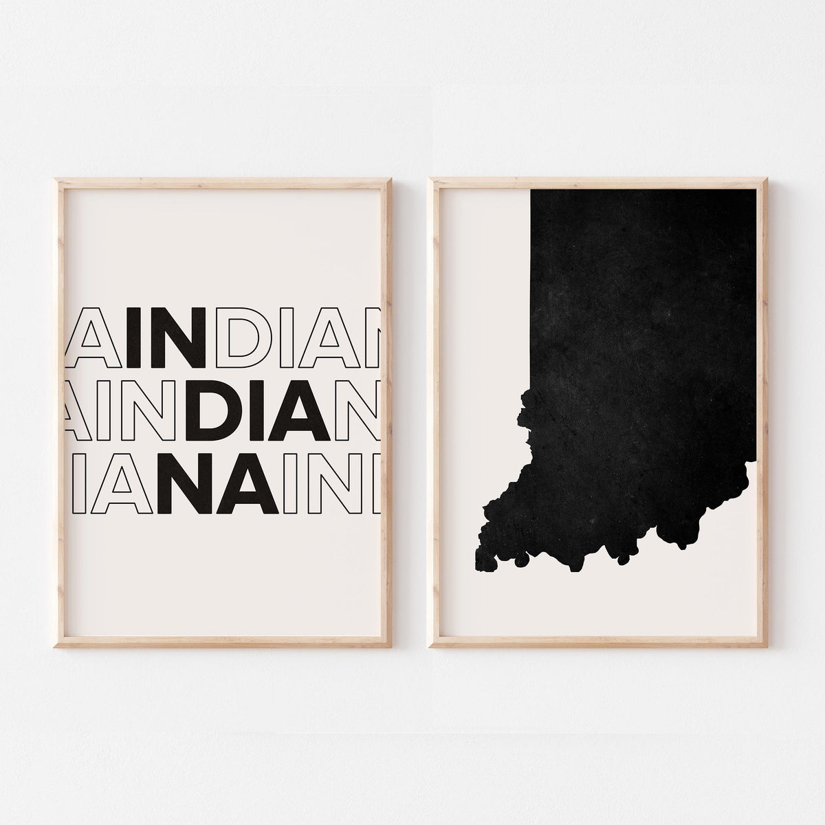 indiana map and typography wall art set - image 3