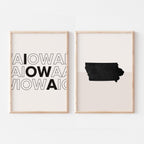 iowa map and typography wall art set - image 1
