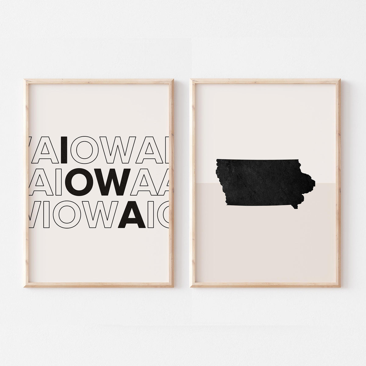 iowa map and typography wall art set - image 1