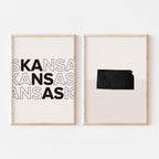 kansas map and typography wall art set - image 1