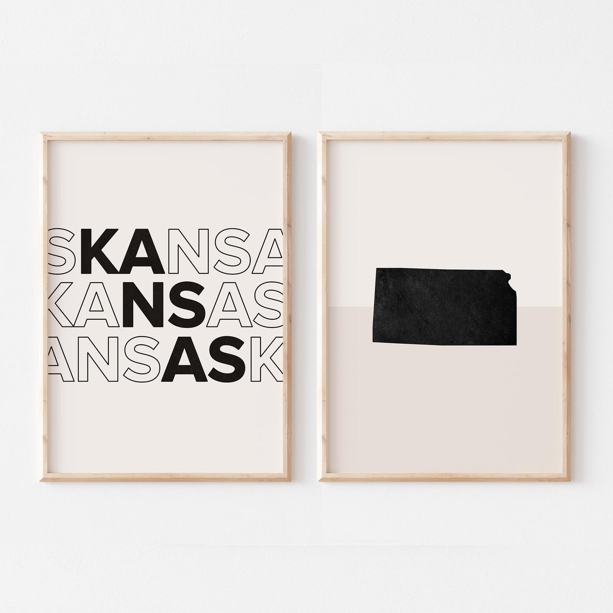 kansas map and typography wall art set - image 1