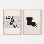louisiana map and typography wall art set - image 1