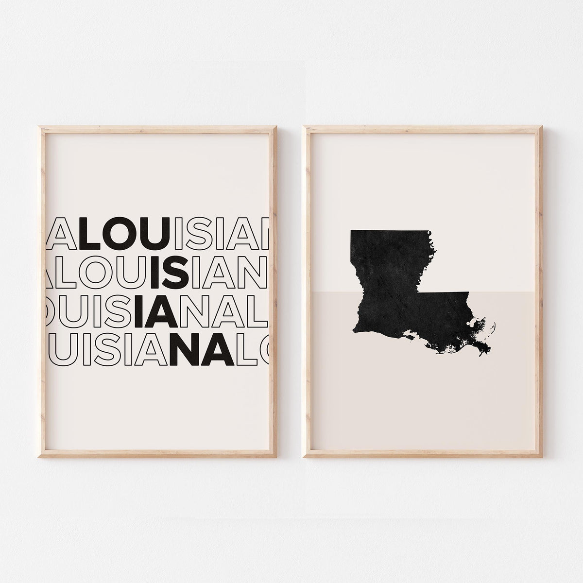 louisiana map and typography wall art set - image 1