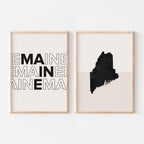 maine map and typography wall art set - image 1