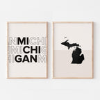 michigan map and typography wall art set - image 1