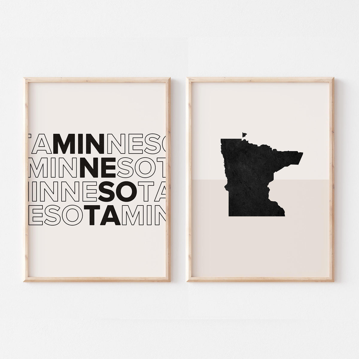 minnesota map and typography wall art set - image 1