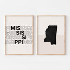 mississippi map and typography wall art set - image 1