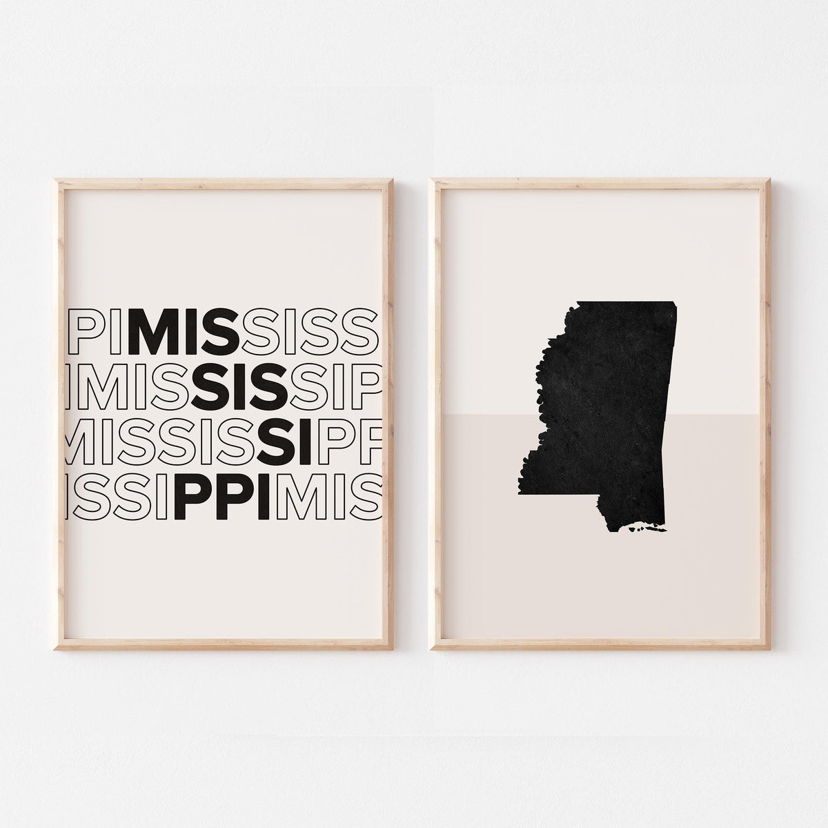 mississippi map and typography wall art set - image 1