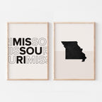 missouri map and typography wall art set - image 1