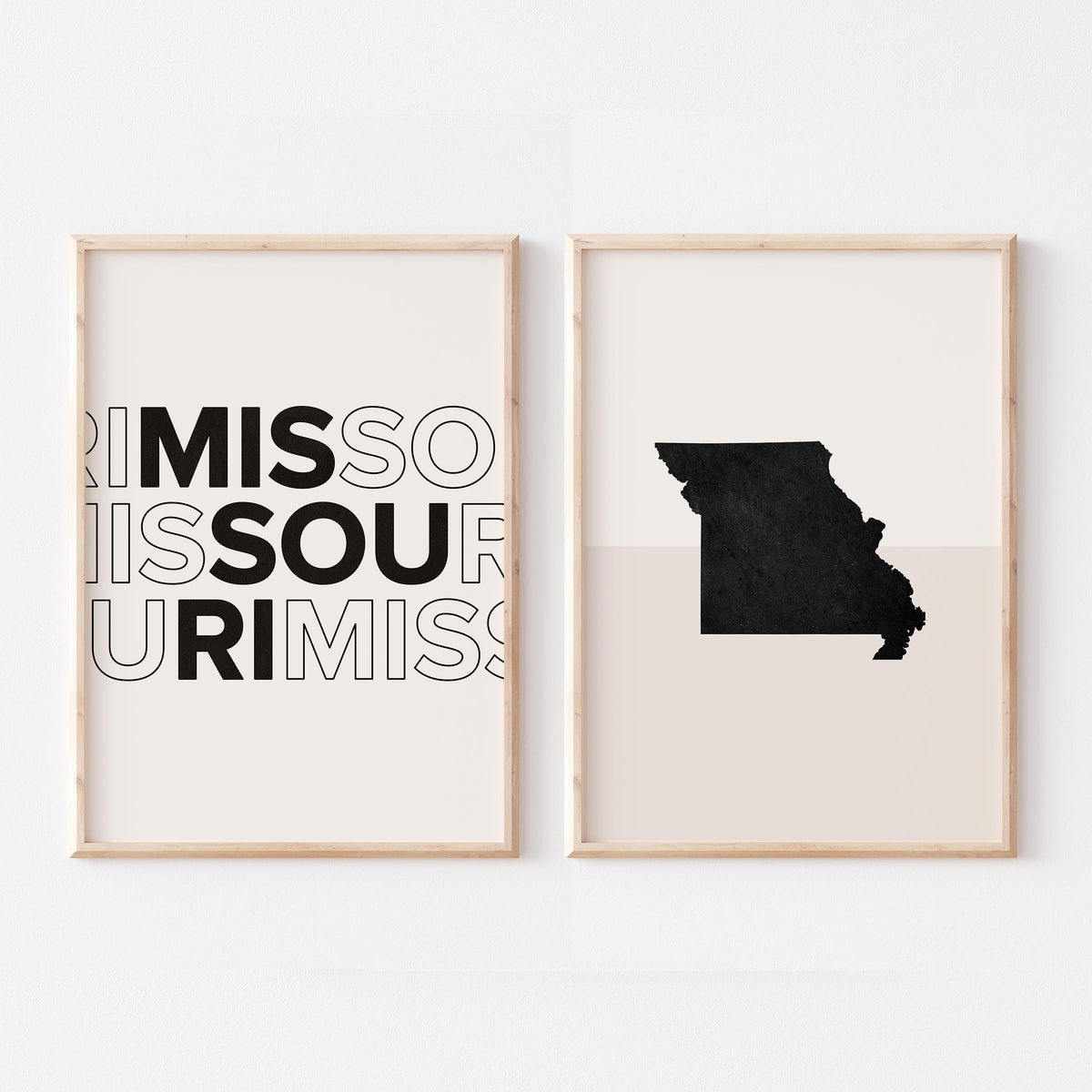 missouri map and typography wall art set - image 1