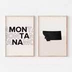 montana map and typography wall art set - image 1