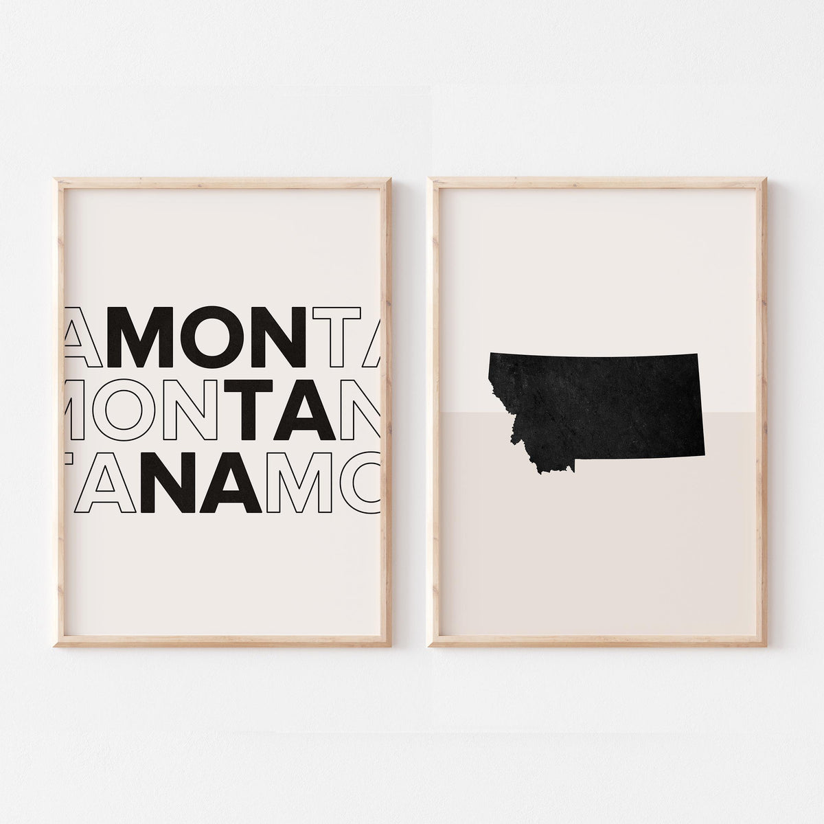 montana map and typography wall art set - image 1