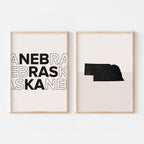 nebraska map and typography wall art set - image 1
