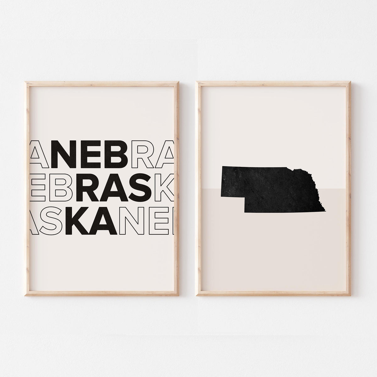 nebraska map and typography wall art set - image 1