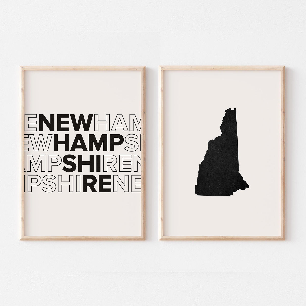 new hampshire map and typography wall art set - image 5