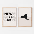 new york map and typography wall art set - image 1